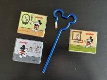 Mickey Mouse Pencil With 3 Pockey Mickey Mouse Note Pads from Walt Disney Productions Blank