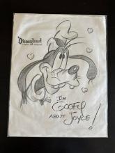 Disneyland Toon Town Artist Sketch from Famous Artist & Historian Stacia Martin 1993 Goofy