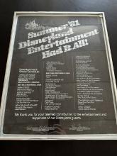 Silver Framed Disneyland Appreciation from 1981 Summer Entertainment Signed by Disneyland Staff
