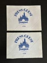 2 Rare Press Guest Passes Unused and on Original Fasson Backing 1989 Disneyland Castle #0764 & #0755