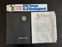 Tokyo Disneyland 1983 Opening Employee Grand Opening Letter and Packet with Bumper Sticker, & on Dis
