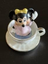 2 Inch Porcelean Minnie Mouse in a Teacup Figurine in Great Shape No Chips or Cracks