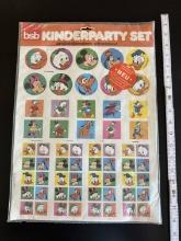 Original Vintage BSB Kinderparty Set Stickers Featuring Disney Characters Still In Original Packagin