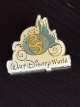 25th Anniversary of Walt Disney World Pin Gold Vintage