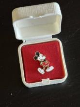 Vintage Mickey Mouse Tie Tack Pin Walt Disney Productions Gold Tone Chain Rare In Original Plastic B