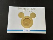 Grand Opening 1983 Commemorative Coin Gold Tokyo Disneyland in Cast Member Gift Card