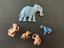 Vintage Tinykins Marx Jungle Book Figures Plastic Toys 1967 Shere Kahn, King Louie, Bagheera & more