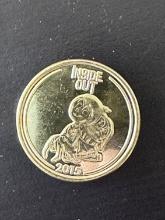 Pixar Fest Disneyland Coin Medallion 2024 Gold Inside Out (2015) Movie Coin Joy & Sadness