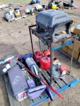 BBQ Pit, Gas Stove, Vacuums, Mop, Gas Cans, Booster Seat