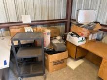 Rolling Cart, Office Desk, Cables, Misc. Items
