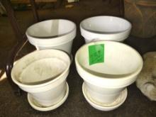 4 WHITE FLOWER POTS - PICK UP ONLY