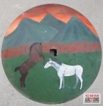 20" Disc, Hand Painted Horse Scenery - Martin W