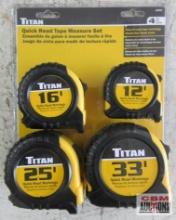 Titan 10902 4pc Quick Read Tape Measure Set... 12', 16',... 25' & 33'