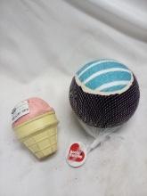 2Pc Dog Toy Lot- 1 Chew Proof Ice Cream, 1 Giant Chase Ball