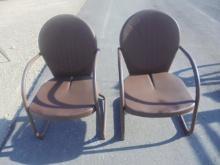 Set of 2 Vintage Painted Steel Outdoor Chairs