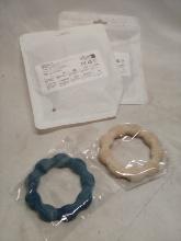 Pair of Tan and Blue Childrens Toys/ Chew Rings