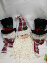 Santa and snowmen plush decorations