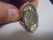 Ladies Sterling Silver Ring w/ Large Stone