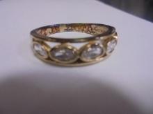 Beautiful Ladies Gold Plated Sterling Silver Ring w/ Stones