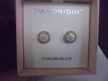 Beautiful Pair of Ladies Diamonique Post Back Sterling Silver Earrings