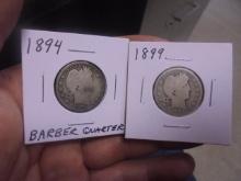 1894 & 1899 Silver Barber Quarters