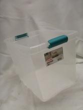 16 1/4”x 11 1/4”x 11 5/8” Sterilite Clear and Turquoise Latching Box- NO LID