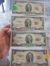 Group of (4) Two Dollar Red Seal Notes