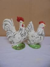 Vintage Rooster & Hen Ceramic Figurines