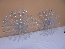 Beautiful Matching Pair of 24" Jeweled Burst Wall Décor