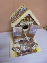 Dale Jarrett Wood Bird House w/ Cards & 1:64 scale Die Cast Cars