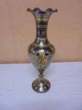 Beautiful Vintage Etched Brass Vase