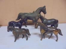 Group of 5 Vintage Metal Horses