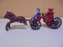 Cast Iron Horse Drawn ire Wagon w/ Driver