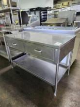 48 in. x 24. Stainless Table with 2 Drawers