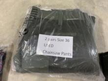 2 PAIRS OF USED SIZE 36 CHAINSAW PANTS