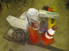 Wheels, Fans, Safety Cones, Sled