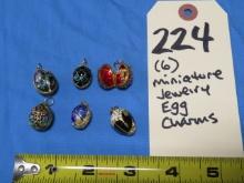 (6) Miniature Egg jewelry charms