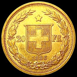 1886 Swiss .1867oz Gold 20 Francs UNCIRCULATED