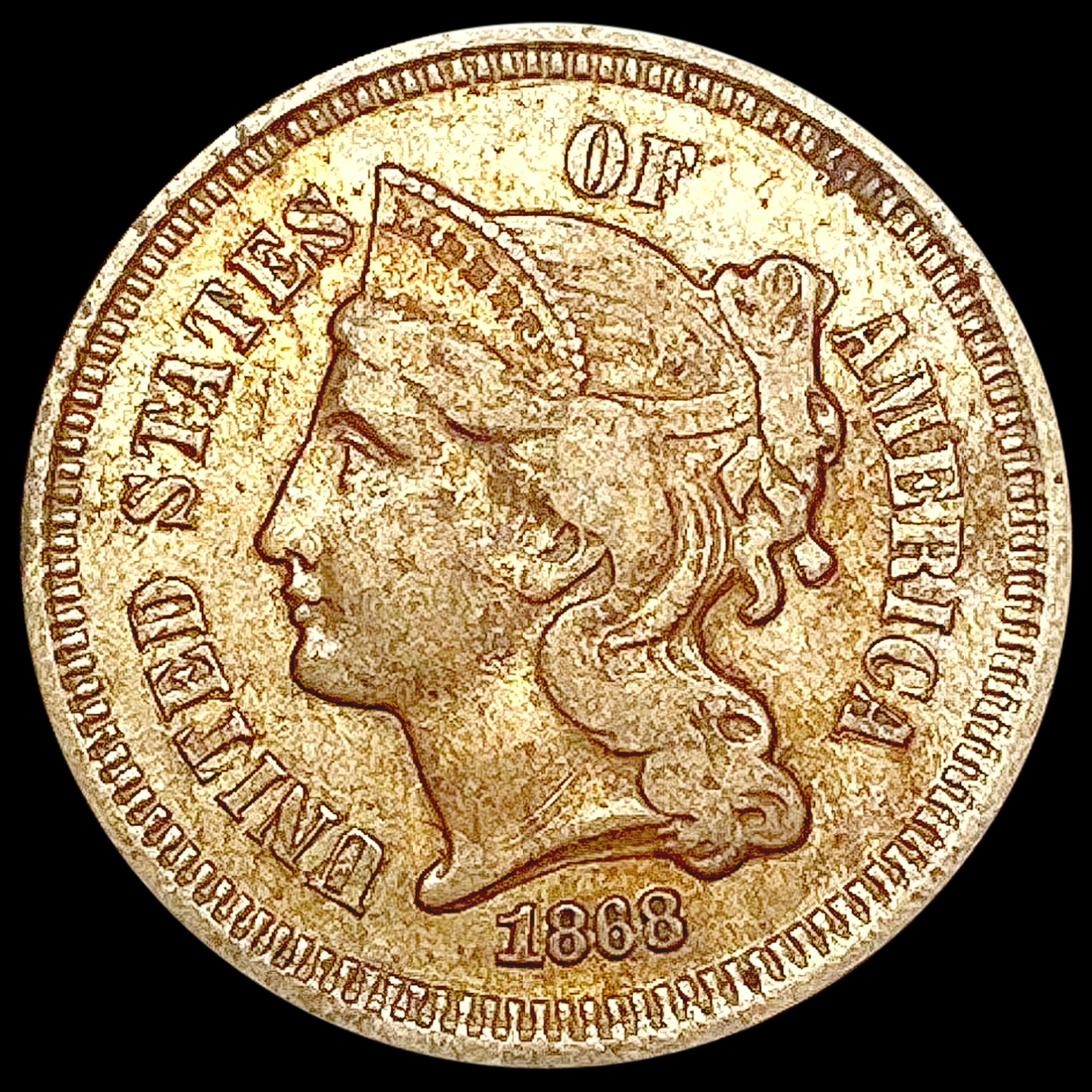 1868 Nickel Three Cent LIGHTLY CIRCULATED
