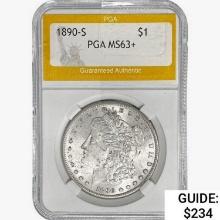 1890-S Morgan Silver Dollar PGA MS63+