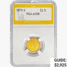 1875-S $2.50 Gold Quarter Eagle PGA AU58