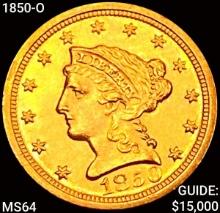 1850-O $2.50 Gold Quarter Eagle CHOICE BU