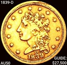1839-D $2.50 Gold Quarter Eagle CLOSELY UNCIRCULATED
