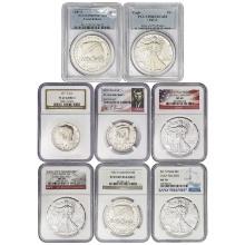 1971-2017 [8] US Varied Silver Coinage PCGS/NGC