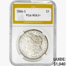 1886-S Morgan Silver Dollar PGA MS63+