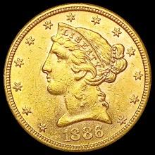 1886-S $5 Gold Half Eagle UNCIRCULATED