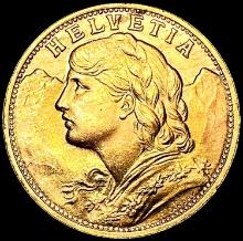 1935B .1867oz. Gold Switzerland 20 Francs