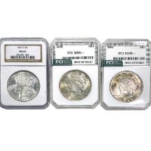 1881-1924 [3] US Silver Dollars PCI/NGC MS