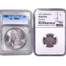 1816&1886 [2] Varied Silver Coinage ICG/NGC AU/MS