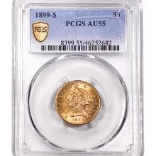 1899-S $5 Gold Half Eagle PCGS AU55